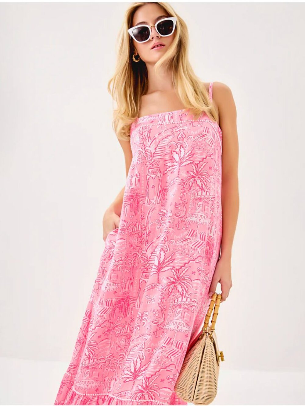 NWT Lilly Pulitzer Rosalie Linen Maxi Dress Penny’s Playground Pink Toile Size 6 - Picture 3 of 16